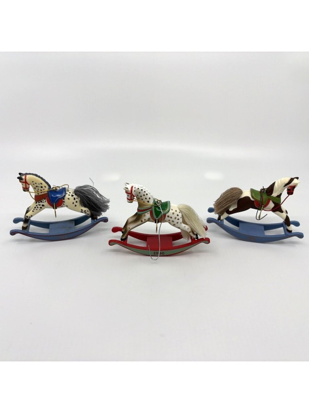Vintage Hallmark Keepsake Rocking Horse Christmas Ornaments 1984 1985 1990 Lot 3
